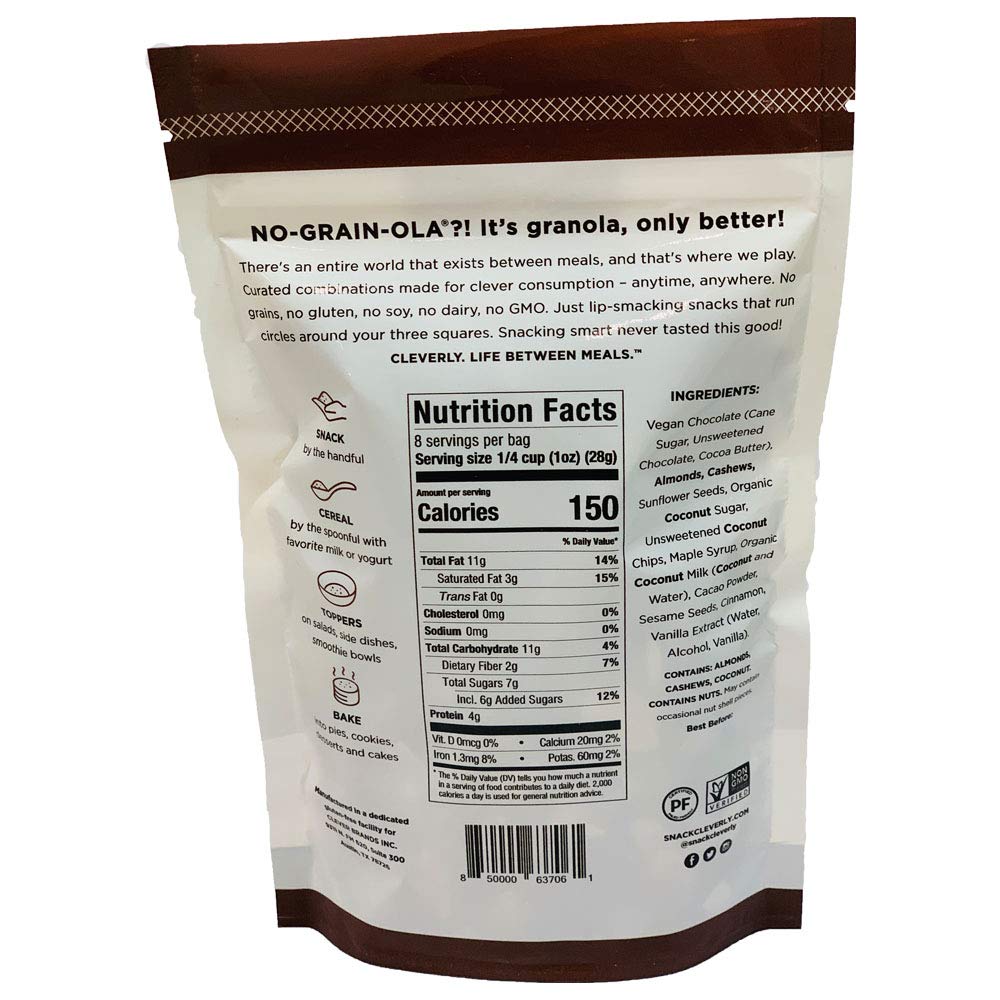 NO-GRAIN-OLA - Grain Free Granola | Paleo Friendly Healthy Snacks | Natural, Dairy Free, Soy Free, No Refined Sugars, Non GMO (8oz bags, 3 Bags Per