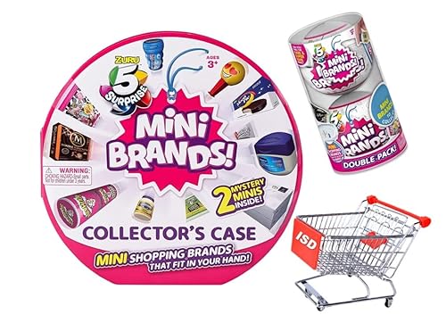 ISD 5 Surprise Mini Brands Bundle with Mini Shopping cart, 2 Mini Brands Balls, and Collector case (Series 1 Bundle), Pink