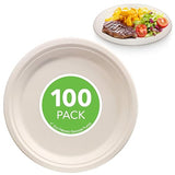 Stock Your Home Commercially Compostable 6 Inch Paper (100 Pack), Natural Disposable Bagasse, Eco-Friendly Made of Sugarcane Fiber