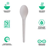Eco-Products Compostable CPLA 6" Plastic Spoons, Case of 1000, Individually Wrapped Spoon, Disposable White Plantware Cutlery, Renewable Material Made