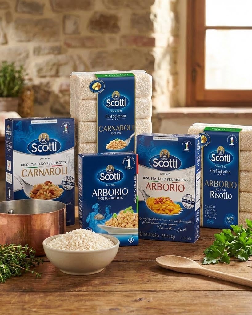 Arborio Rice, Risoto Rice, 100% Italian, 1.1 Lb (500 g) Chef Selection, Recipe Included For Easy Preparation, Gluten Free, Non-GMO, Vacuumed Packed, Riso Scotti