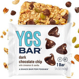 The YES Bar - Dark Chocolate Chip - Plant Based Protein, Decadent Snack Bar - Vegan, Paleo, Gluten Free, Dairy Free, Low Sugar, Healthy Snack