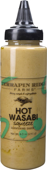 Terrapin Ridge Farms Hot Wasabi Garnishing Sauce - Spicy Wasabi Condiment for Sushi, Crab Cakes, Salmon & Dips, Vegan & Keto - 8.5 oz squeeze bottle