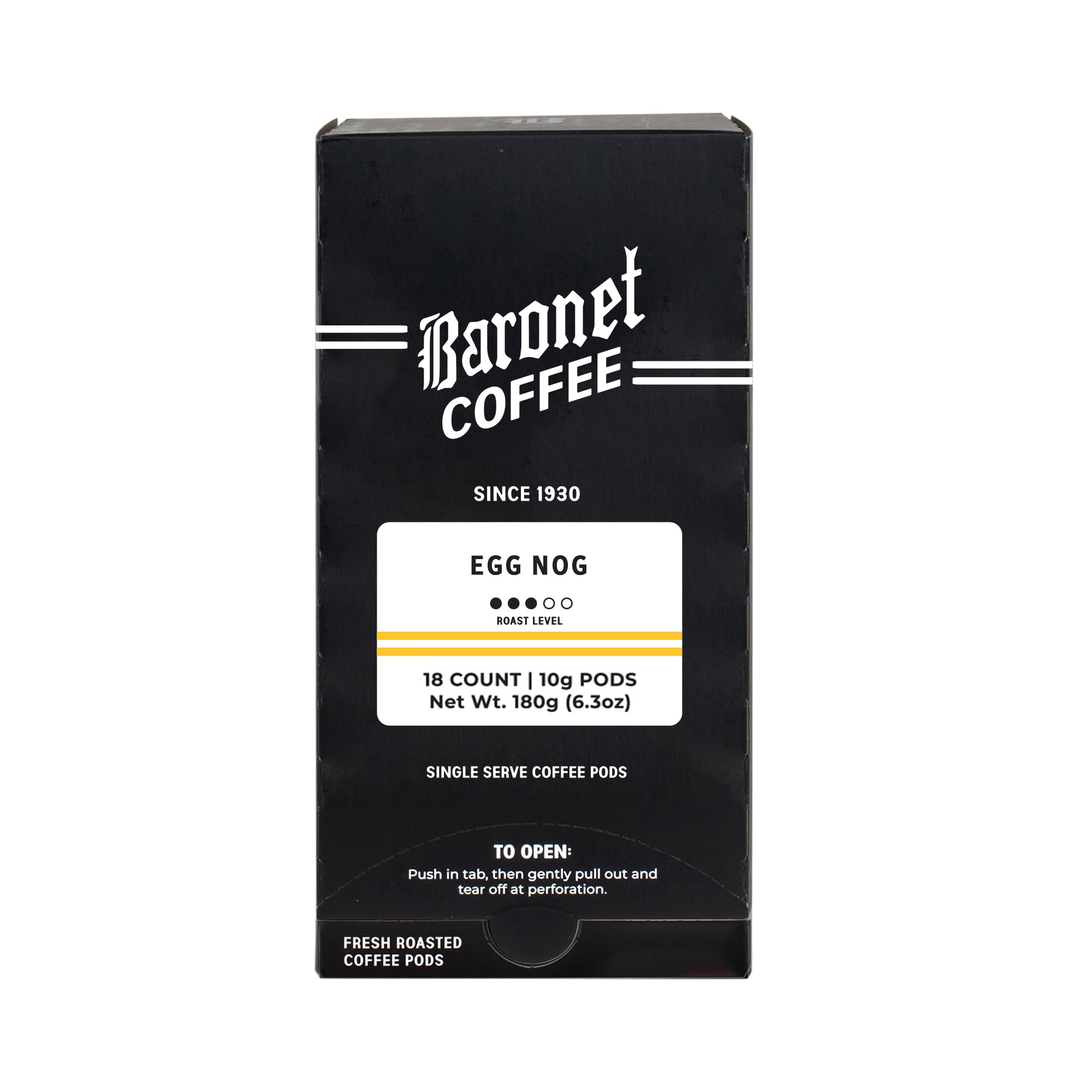 Baronet Coffee Pods [Egg Nog Coffee-54 Pods] Flavored Single Cup Use, Like Senseo [3 Boxes of 18 Single Serve 10 Gram] Regular Strength, Medium Roast