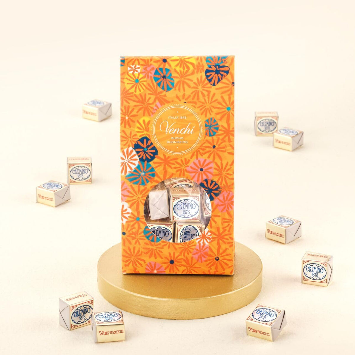Venchi Cremino Classic 1878 Chocolate 24-Piece Elegant Gift Box - Smooth White Chocolate with Cream Almond Paste between layers of Milk Gianduja