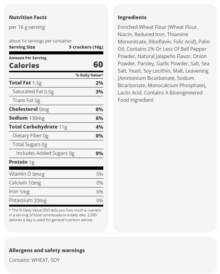 HEB H?E?B Jalapeno Saltine Crackers 8 oz 2 pack