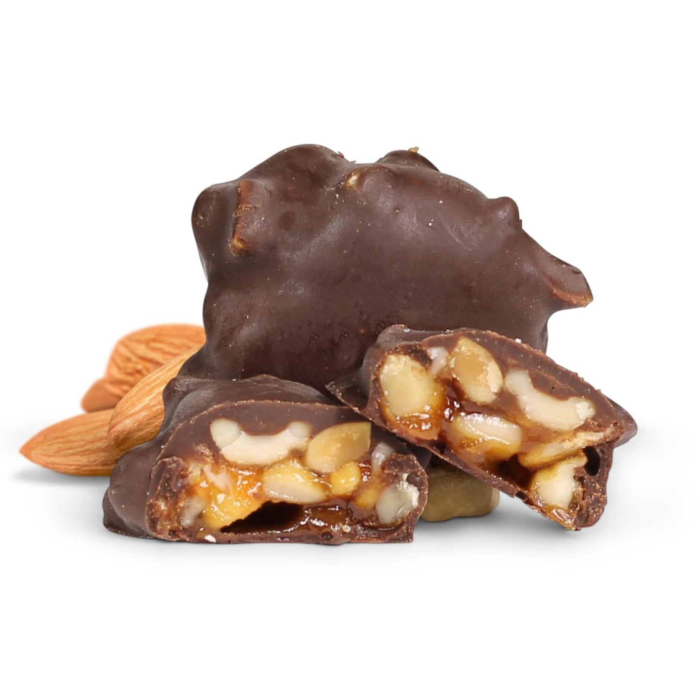 Chocolate Caramel Almond Clusters Gift Box - by It's Delish | 12 OZ Premium Dark Chocolate Covered Nuts with Carmel Cluster | Christmas Gifts Box