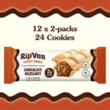 Rip Van Crispy Dunes Vegan Chocolate Hazelnut Wafer Sticks - Low-Calorie Keto Snack with Hazelnut Cream Filling, 90 Calories, Non-GMO, Prebiotic Fiber