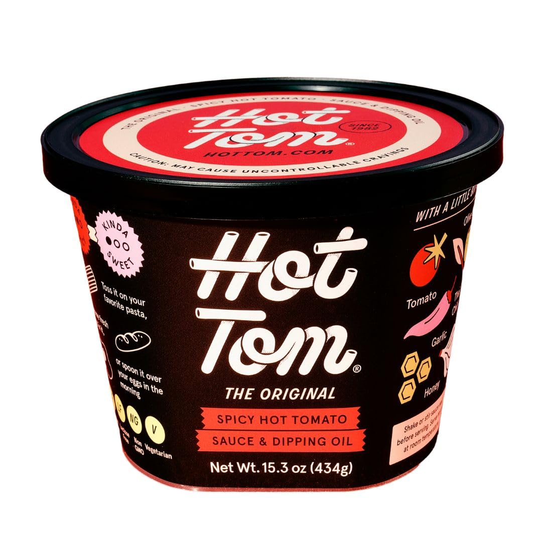 Hot Tom Spicy Hot Tomato Sauce & Dipping Oil Original Flavor Single Pack - made with olive oil, honey, chilis