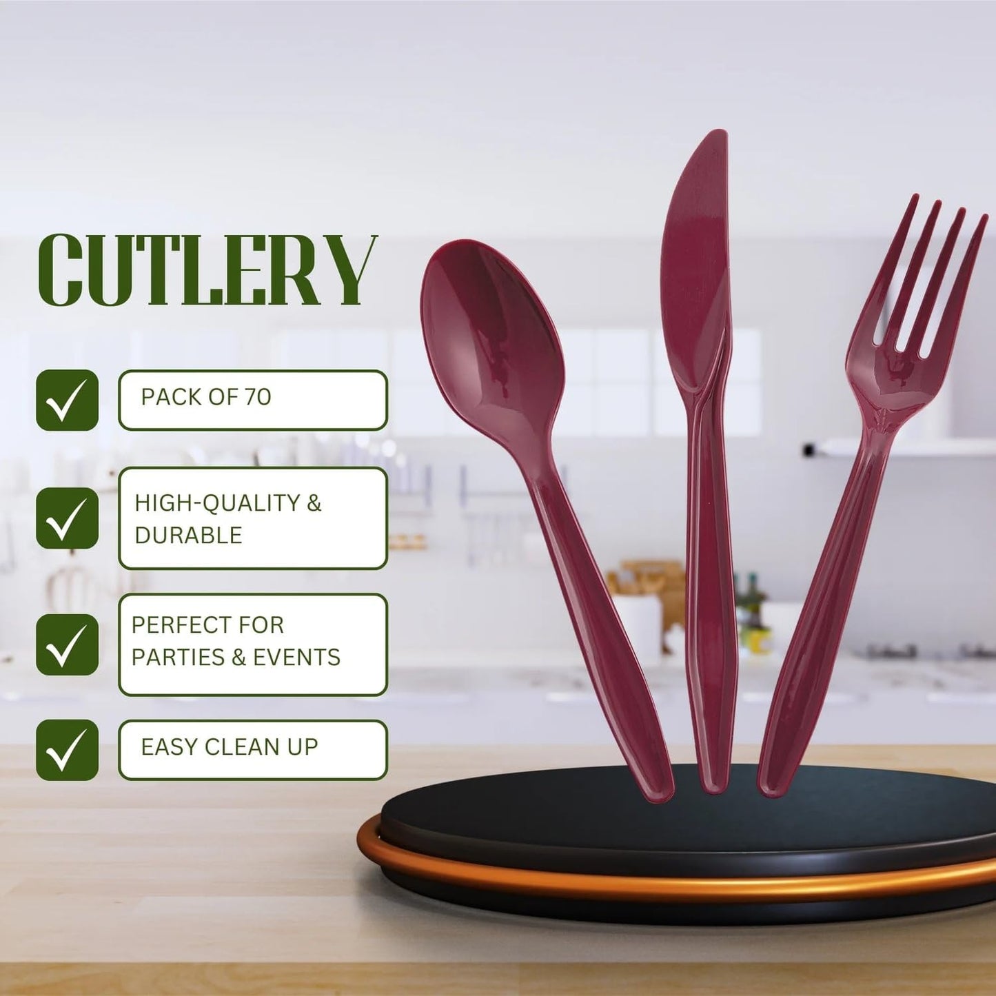Fun Express Plastic Forks Spoons Knives Cutlery Set 210 Pieces - Heavy Duty Disposable Silverware for 70 Guests | Bulk Plastic Utensils for Party