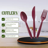 Fun Express Plastic Forks Spoons Knives Cutlery Set 210 Pieces - Heavy Duty Disposable Silverware for 70 Guests | Bulk Plastic Utensils for Party
