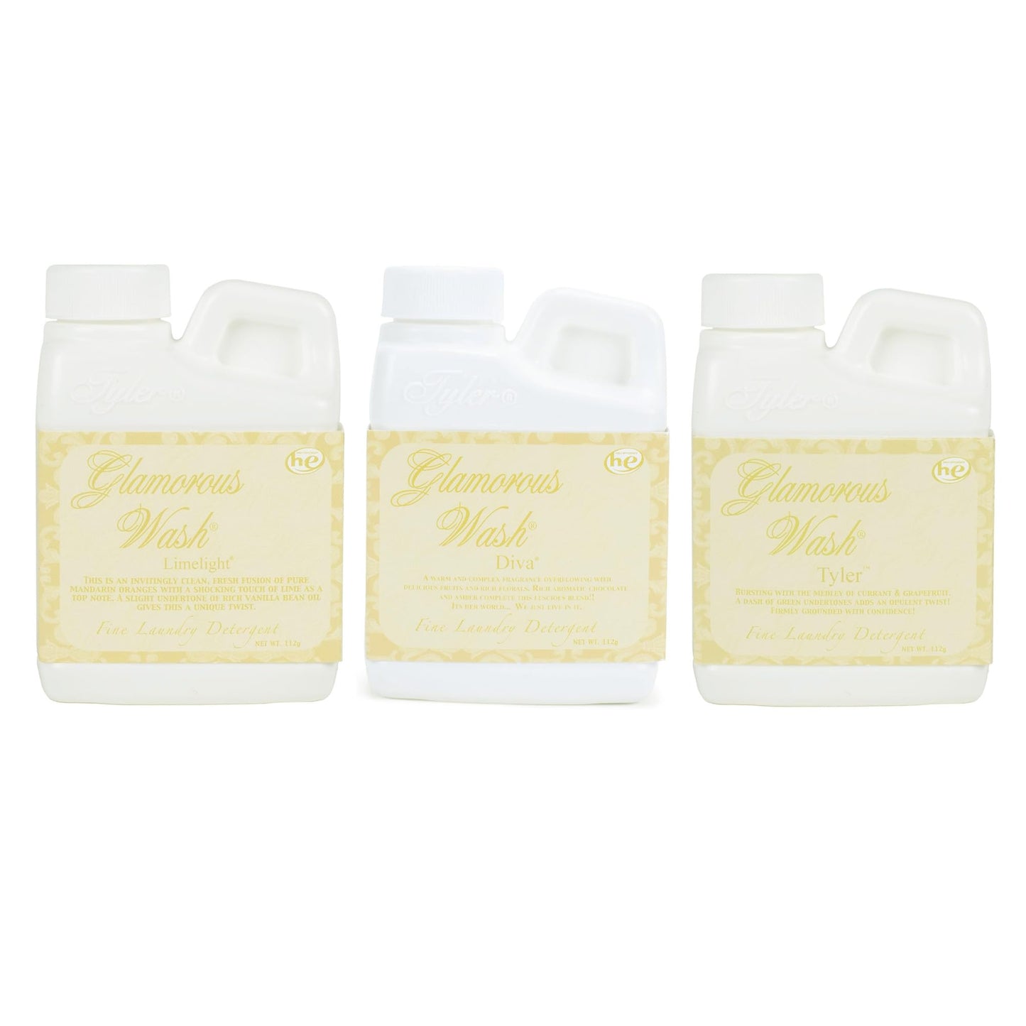 Elanze Designs Tyler Candle Glamorous and Luxurious High Efficient Wash 4 ounce Scented Fine Laundry Detergent Pack of 3; Tyler, Diva, Limelight