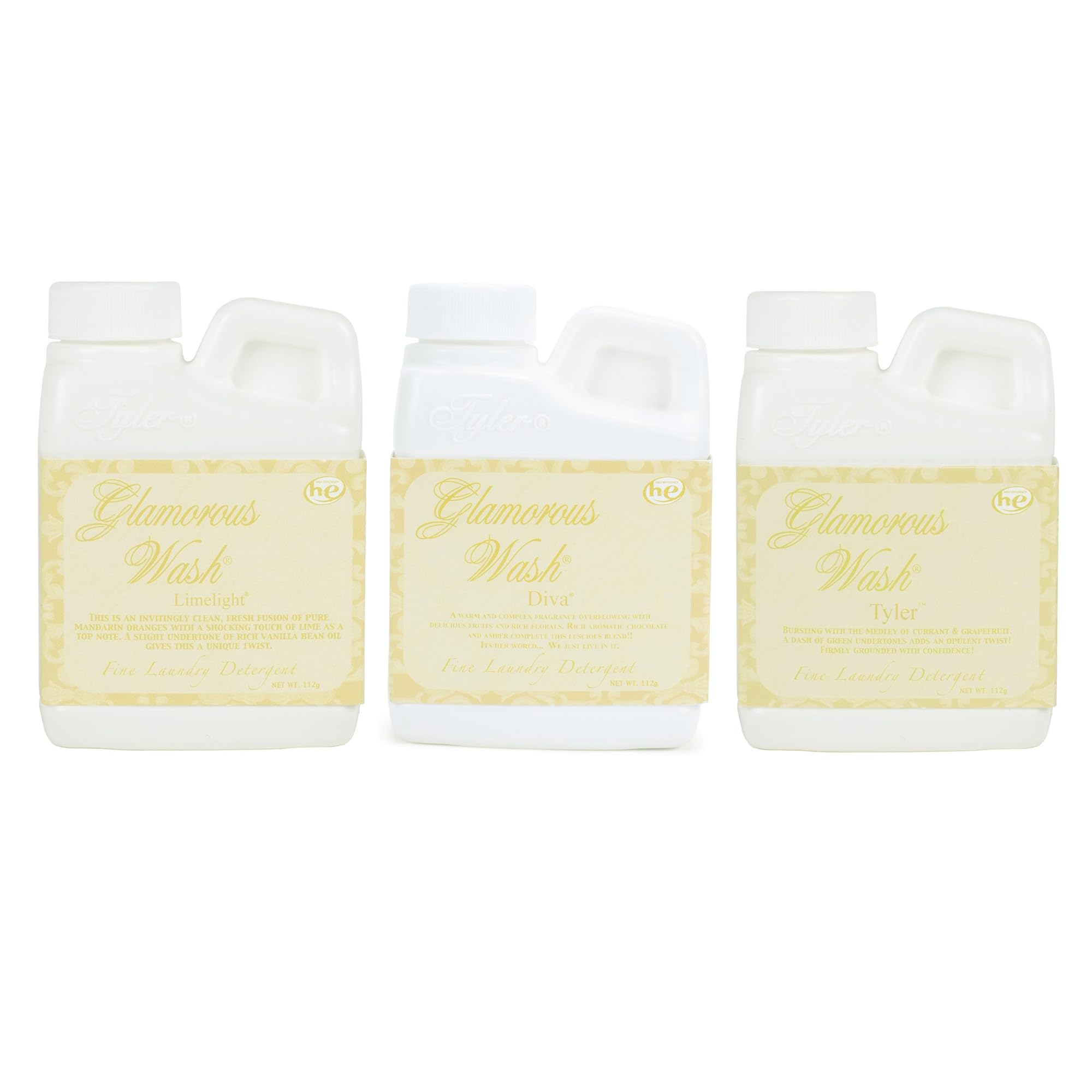 Elanze Designs Tyler Candle Glamorous and Luxurious High Efficient Wash 4 ounce Scented Fine Laundry Detergent Pack of 3; Tyler, Diva, Limelight
