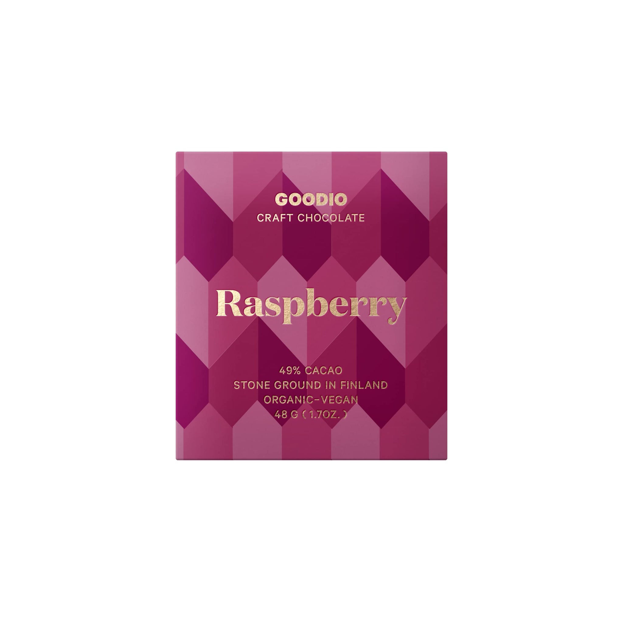 Goodio Organic Chocolate Bar, Raspberry 49%, 1.7 Ounce, Vegan, Gluten-free, Soy-Free, non-GMO
