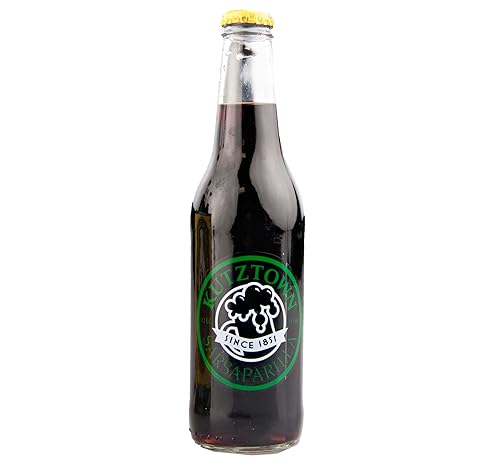 KauffmanTreats Kutztown Glass Bottle Sarsaparilla Soda, Favorite Amish Drink, 12 Oz. Bottles (Pack of 4)