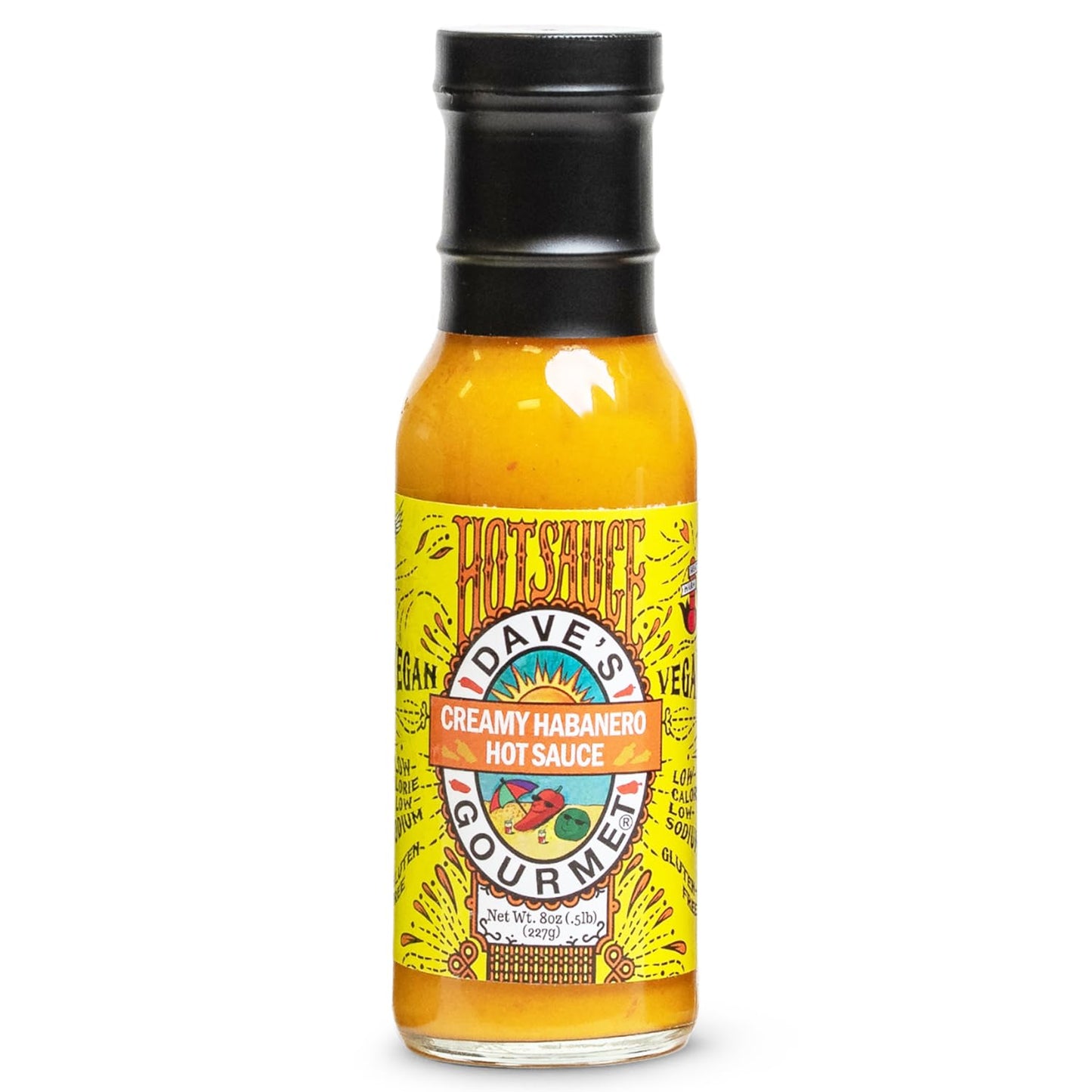 Dave's Gourmet Creamy Habanero Hot Sauce, Moderately Spicy Texture, For Tacos, Grilled Meats & Dips, With Red Jalapeño & Lime Juice, 8 oz Bottle