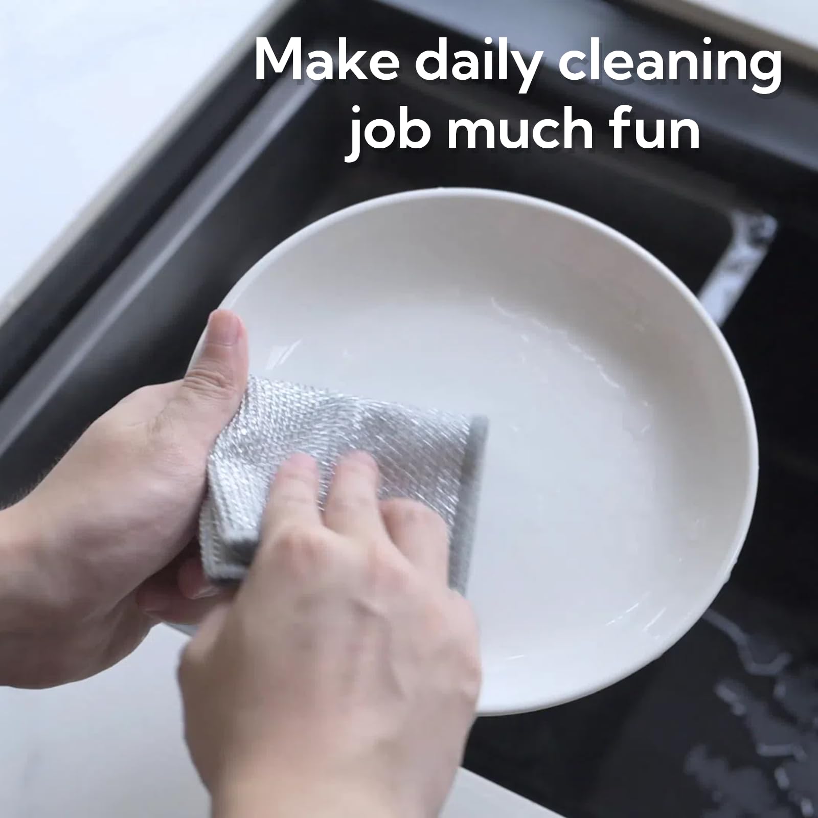Giubog 6 Pcs New Upgrade 3-Layer Metal Dish Cloth,Non Scratch Wire Dishcloth,Steel Wool Scrubber,Kitchen Cleaning DishRags,Sinks,Dishes,Stove Top.