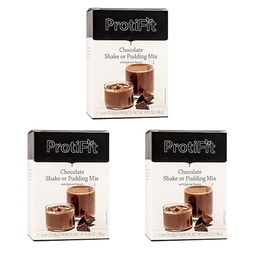PROTIFIT - High Protein Chocolate Pudding & Shake Mix 3 Pack, 15g Protein, Low Calorie, Low Fat, Low Carb, Aspartame Free, Idea Protein Compatible
