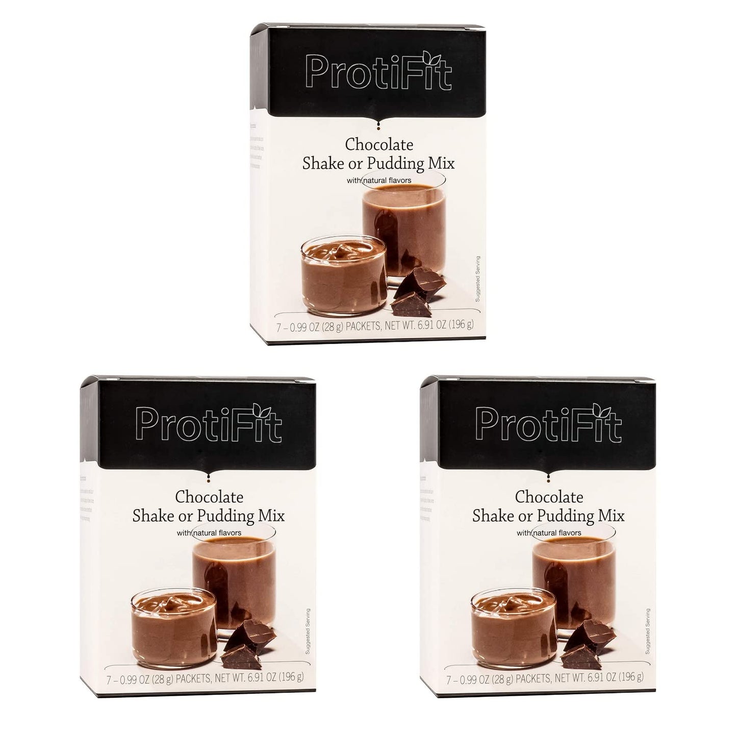 PROTIFIT - High Protein Chocolate Pudding & Shake Mix 3 Pack, 15g Protein, Low Calorie, Low Fat, Low Carb, Aspartame Free, Idea Protein Compatible