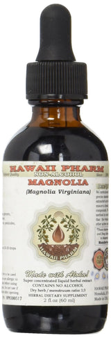Magnolia Alcohol-Free Liquid Extract, Magnolia (Magnolia Virginiana) Dried Bark Glycerite Natural Herbal Supplement, Hawaii Pharm, USA 2 oz