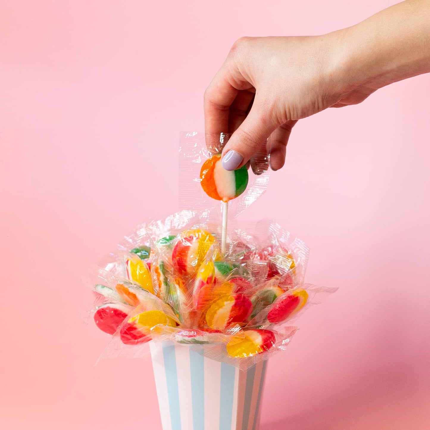Fruit Lollipops - 2 Pound Bulk Pack (80 Count) - Assorted Fruit Flavored Hard Candy - Hard Candy Individually Wrapped - Flat Suckers for Parties