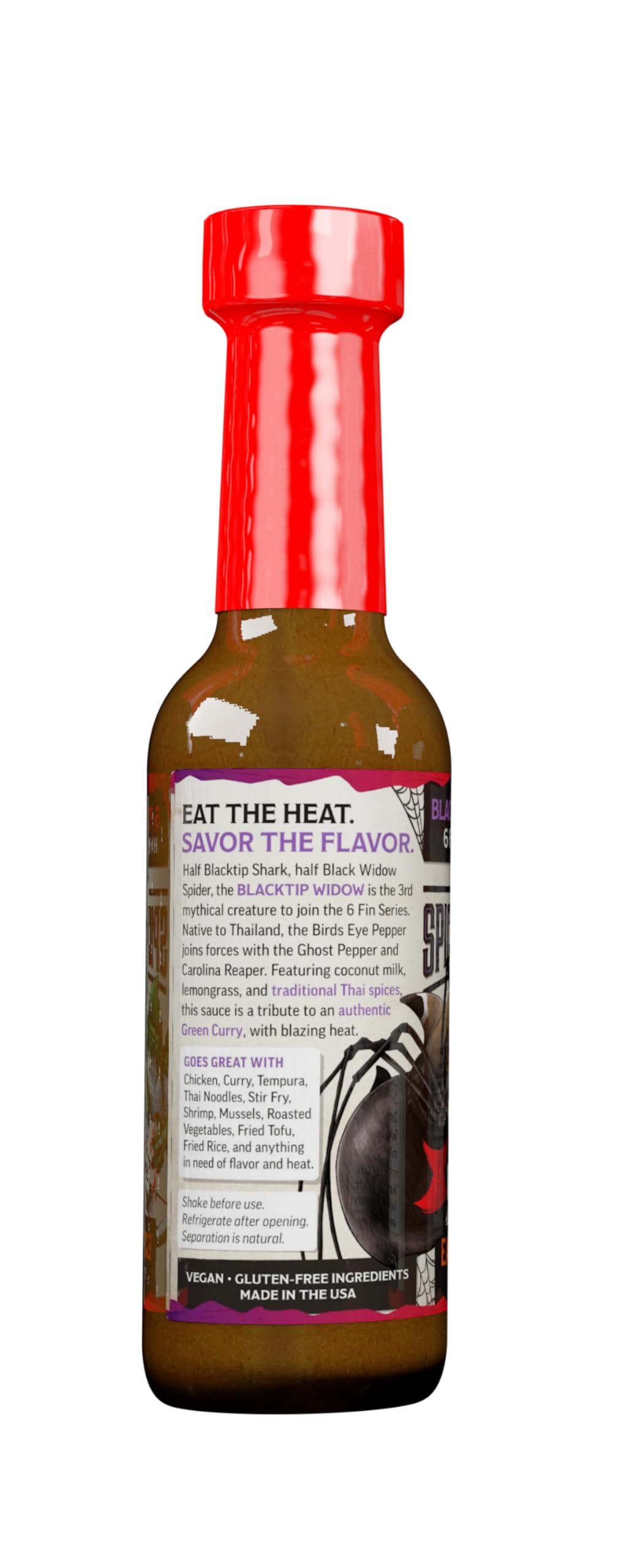 The Blacktip Widow part of the 6 fin series by The Spicy Shark - Made with Birds Eye, Ghost and the Carolina Reaper Pepper. Only for extreme heat
