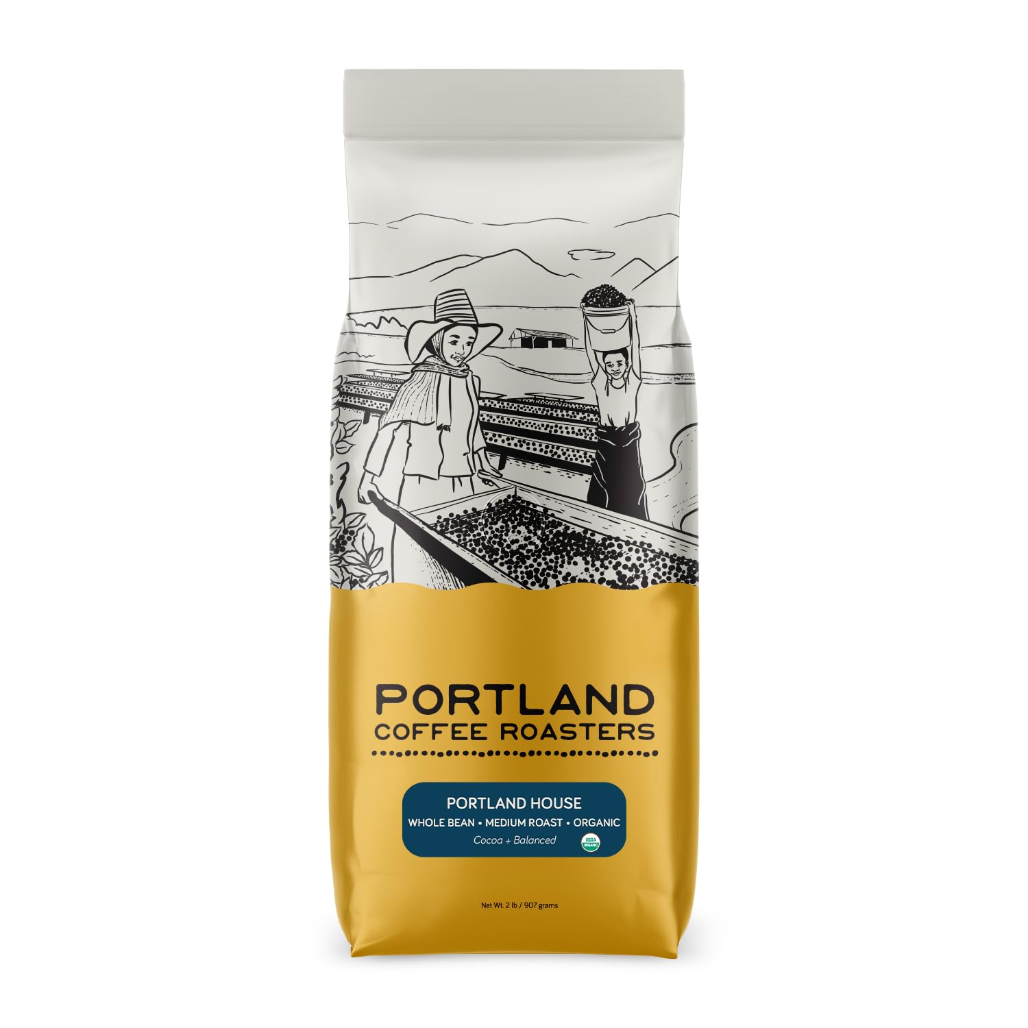 Portland Coffee Roasters, (Organic) Portland House, Whole Bean, Medium Roast, 32 oz