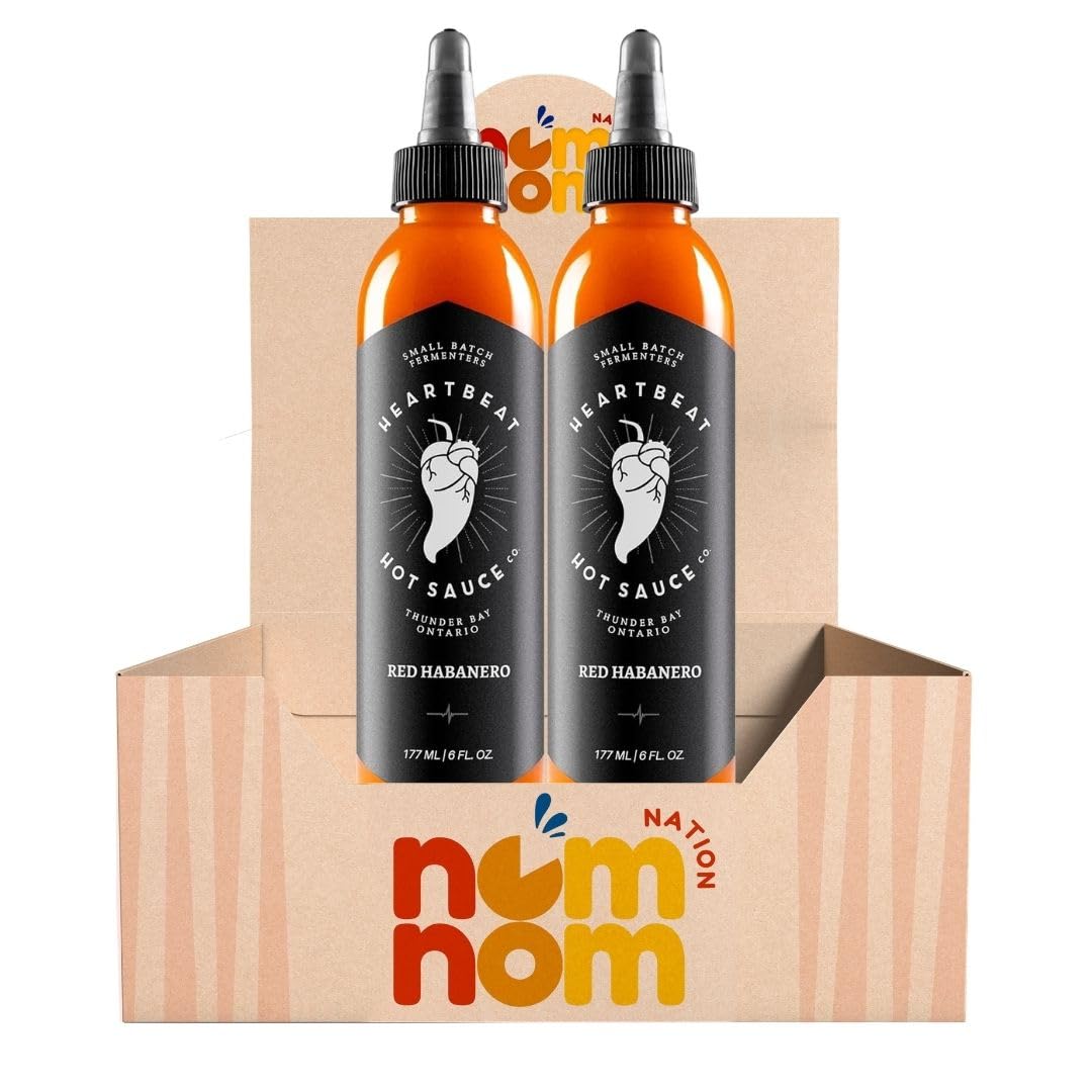 Heartbeat Hot Sauce Red Habanero - (Pack of 2, 6 oz.) - Hot Sauce for Wings, Tacos and Sandwiches - Ghost Pepper Sauce Style Heat - Wing Sauce Gift