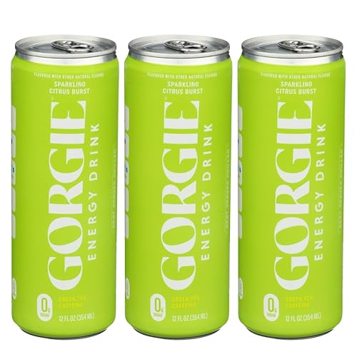 Gorgie Bev Energy Sparkling Citrus Burst - 12 fl oz Cans - for Focus and Refreshment - Alternative to Alani and Celsius - V8 Style Beverage - 3 Pack