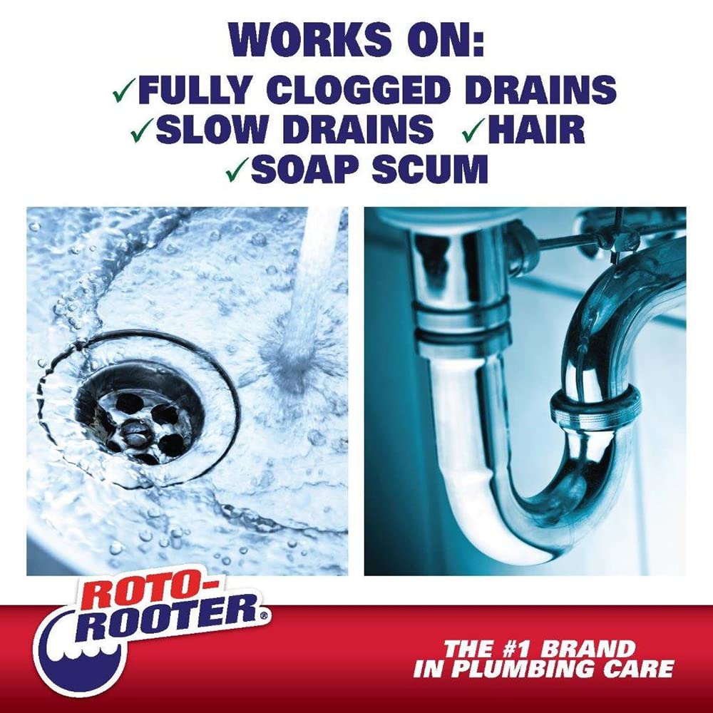 Roto-Rooter Hair Clog Remover l Dissolves Hair Clogs Faster l Safe on Pipes | 128 oz.