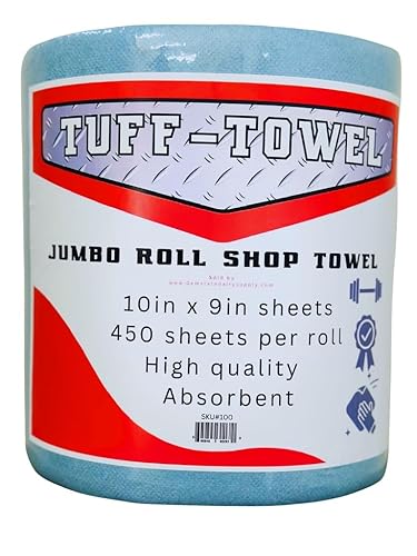 Tuff-Towel Blue Shop Towel for Shops | Jumbo Roll Heavy Duty Towels, 450 Sheets per Roll ($0.11 per Sheet) | For Mechanics, Farms, Dairies, Tire Shops