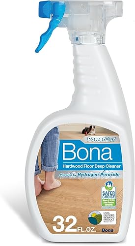 Bona PowerPlus Hardwood Floor Deep Cleaner Spray - 32 fl oz - Refillable - Oxygenated Formula and Residue-Free Floor Cleaning Solution - for Wood