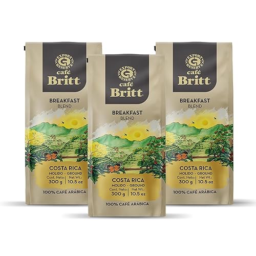 Café Britt® - Costa Rican Breakfast Blend Coffee (10.5 oz.) (3-Pack) - Ground, Arabica Coffee, Kosher, Gluten Free, 100% Gourmet & Medium Dark Roast