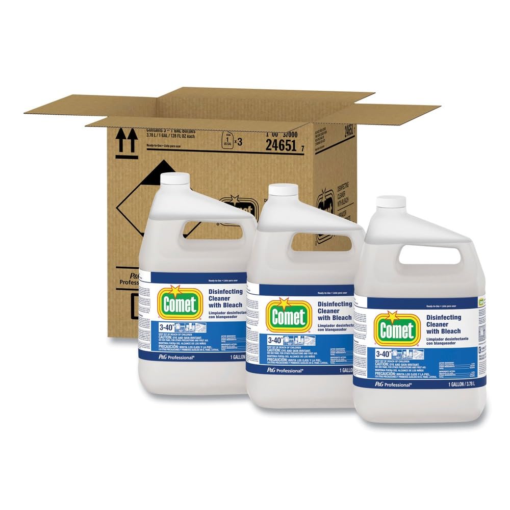 Comet Professional 24651CT Disinfecting Cleaner with Bleach Refill and Spray Bottle, 1 Gallon Volume, Pack of 3