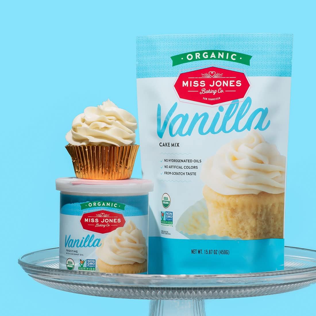 Miss Jones Baking Organic Buttercream Frosting, Perfect for Icing and Decorating, Vegan-Friendly: Vanilla (Pack of 3)