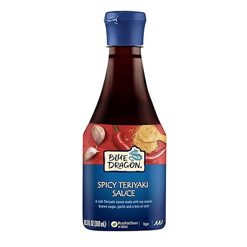 Blue Dragon Spicy Teriyaki Sauce - 10.5oz (Pack of 1) - No Artificial Colors Or Flavors - Made With Soy Sauce & Red Chili - Vegan Dipping Sauce