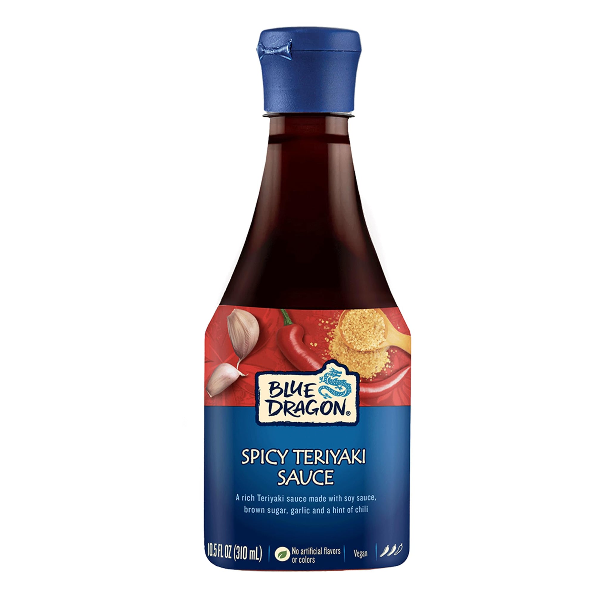 Blue Dragon Spicy Teriyaki Sauce - 10.5oz (Pack of 1) - No Artificial Colors Or Flavors - Made With Soy Sauce & Red Chili - Vegan Dipping Sauce