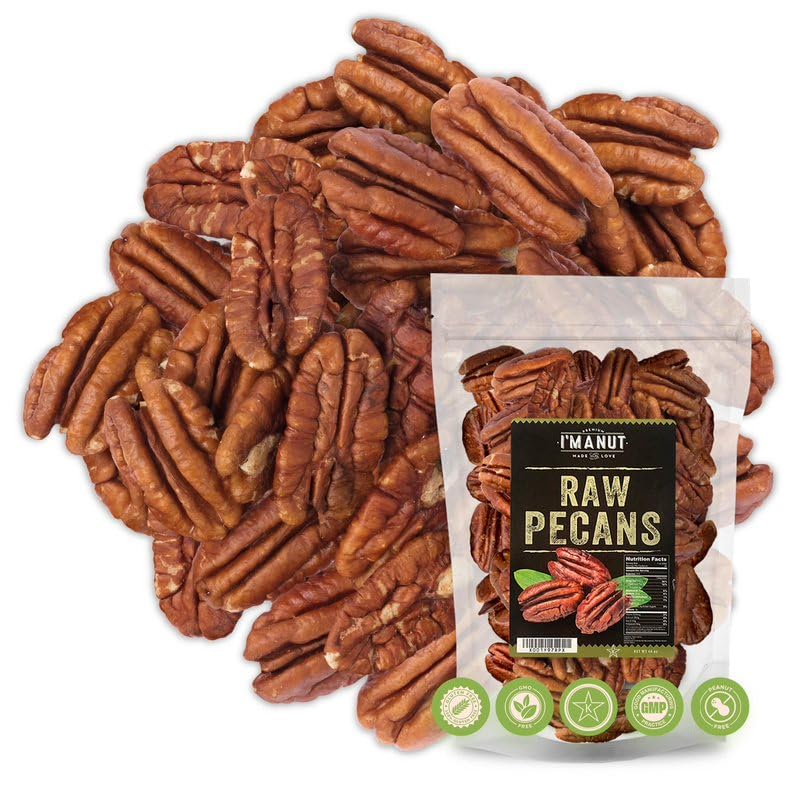 Premium Raw Pecan Halves 16oz (1 lb) | American-Grown, Non-GMO | Batch Tested Gluten & Peanut Free | No PPO or Preservatives | Rich Flavor
