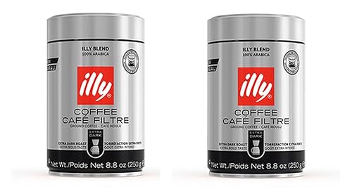 illy Extra Dark Roast Coffee, Ground Drip, 8.8-Ounce Can (Pack of 2)