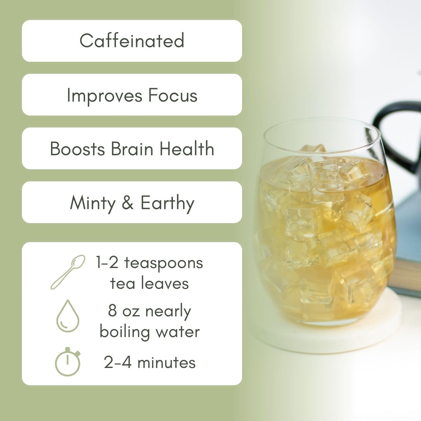 Organic Brain Health Green Tea - 2oz Bag (Approx. 30 Servings) | Full Leaf Tea Co.