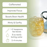 Organic Brain Health Green Tea - 2oz Bag (Approx. 30 Servings) | Full Leaf Tea Co.