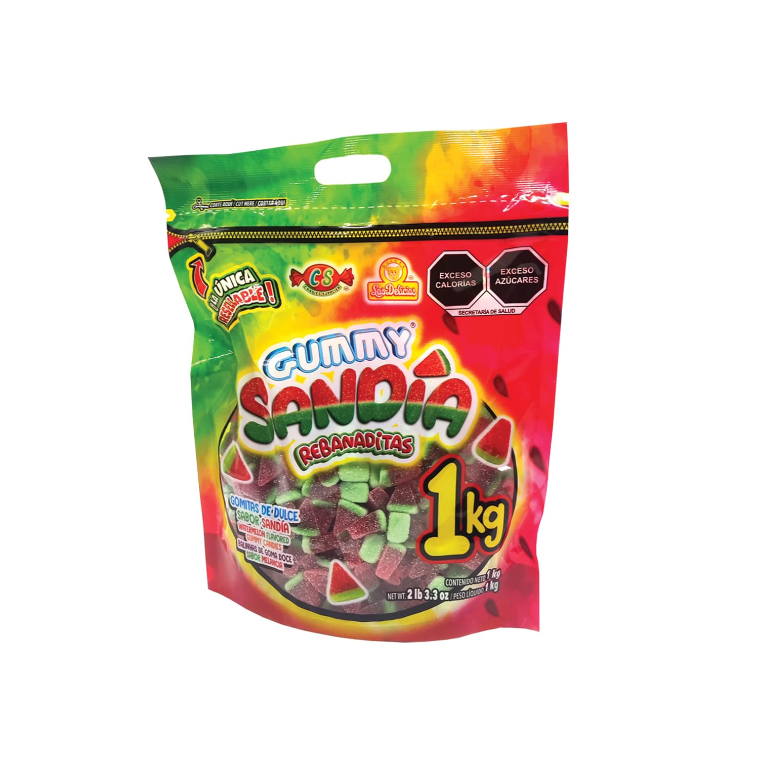 GUMMY SANDIA REBANADITAS | Watermelon-flavored sour gummies (2.2 lb)