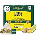 VAHDAM, Lemon Ginger Tea Bags (100 Green Tea Bags) Low Caffeine | Fruity Flavor - Zesty Lemon & Ginger, Orange Peel | Resealable Ziplock Pouch | Brew