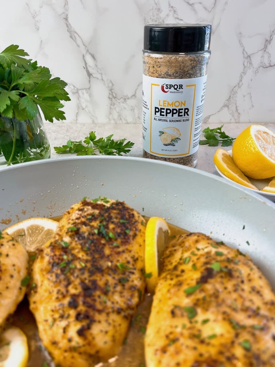 All Natural Lemon Pepper Seasoning XL 11 Ounce Jar No Citric Acid or Artificial Coloring by SPQR Seasonings