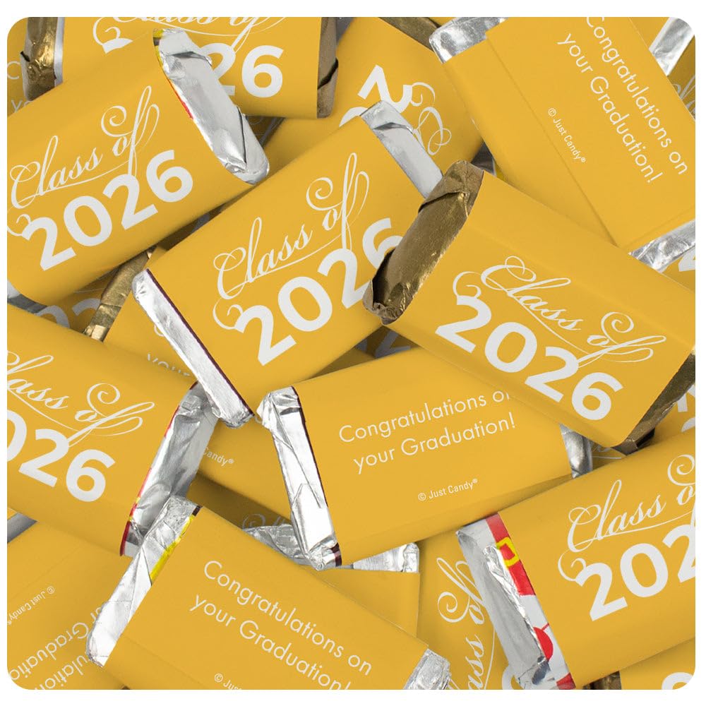 136 Pcs Yellow Graduation Class Of 2026 Wrapped Miniatures (2.5lb Bag)