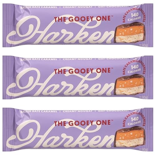 Harken Sweets Dates Salted Caramel Nougat - 1.41 oz Bar (Pack of 3) - Caramel Candy with Vegan Chocolate - Dairy Salted Snack
