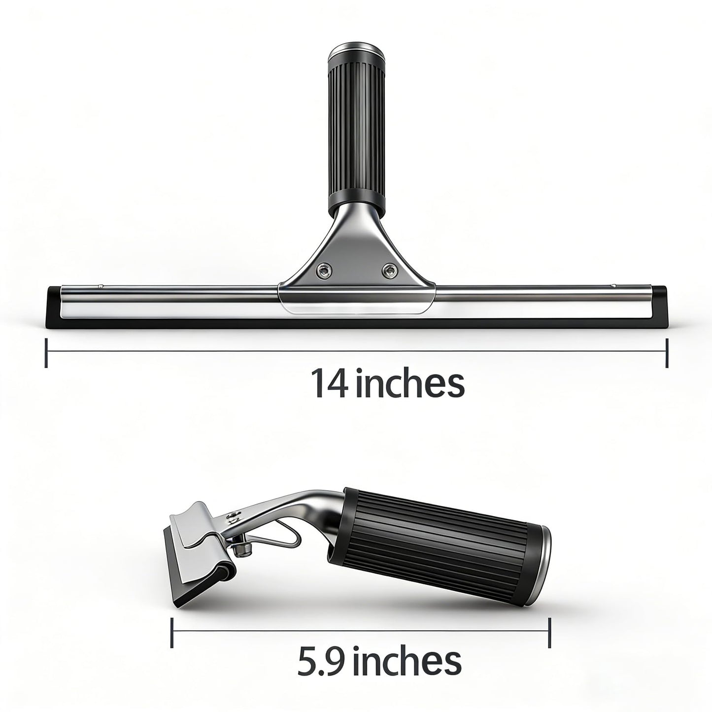 MRDARENSU 14-inch Squeegee for Shower Glass & Window Cleaning, Professional Stainless Steel Squeegee with Durable Handle for Streak-Free Glass