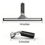 MRDARENSU 14-inch Squeegee for Shower Glass & Window Cleaning, Professional Stainless Steel Squeegee with Durable Handle for Streak-Free Glass