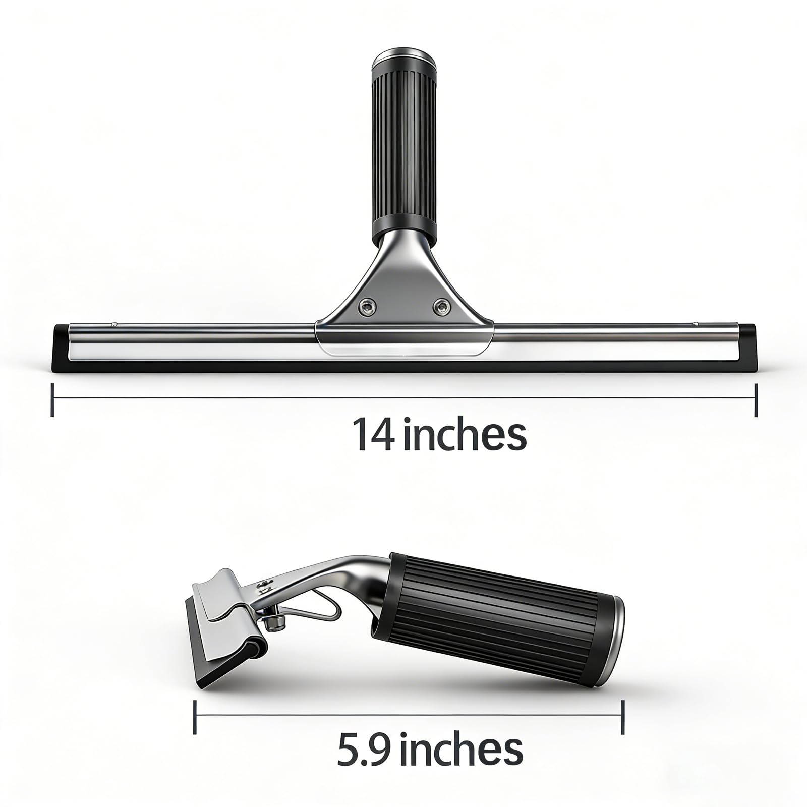 MRDARENSU 14-inch Squeegee for Shower Glass & Window Cleaning, Professional Stainless Steel Squeegee with Durable Handle for Streak-Free Glass