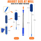 Professional Microfiber Feather Dusters for Cleaning, 6PCS Extendable Bendable Dusters with 100" Telescopic Pole, Washable & Reusable Cleaning Kit